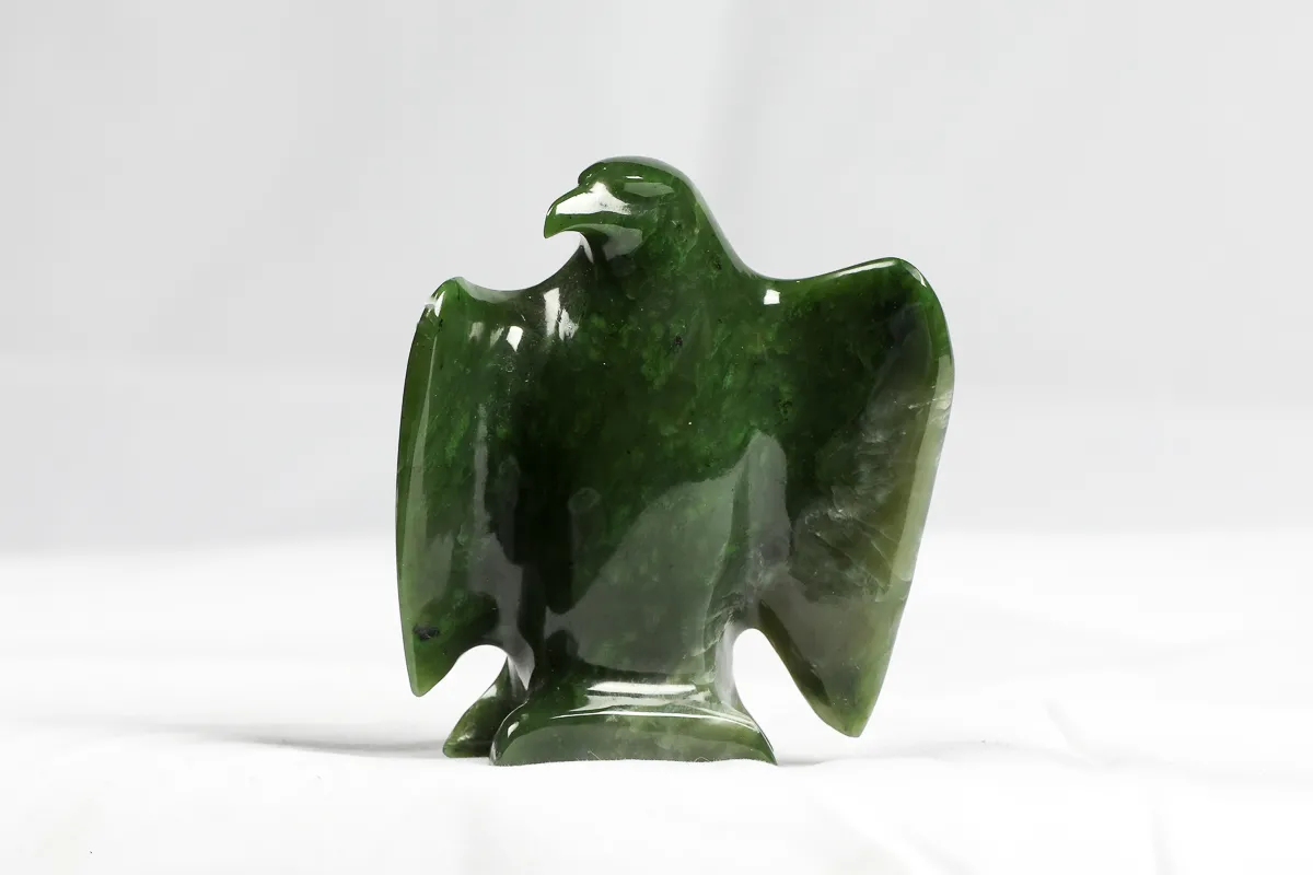 Jade Bald Eagle is an authentic & investment grade serialized jade sculpture by David Wong